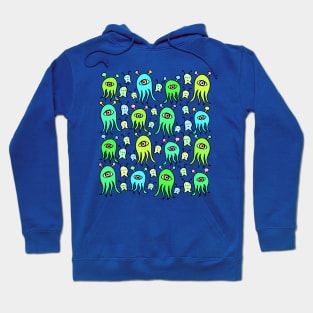 One Eyed Monsters and Scary Ghosts Pattern Hoodie
